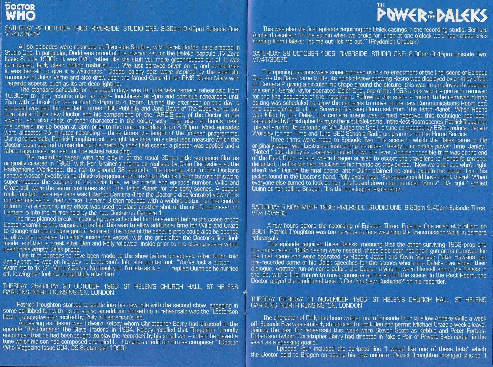 Inserts from BBCDVD 4163